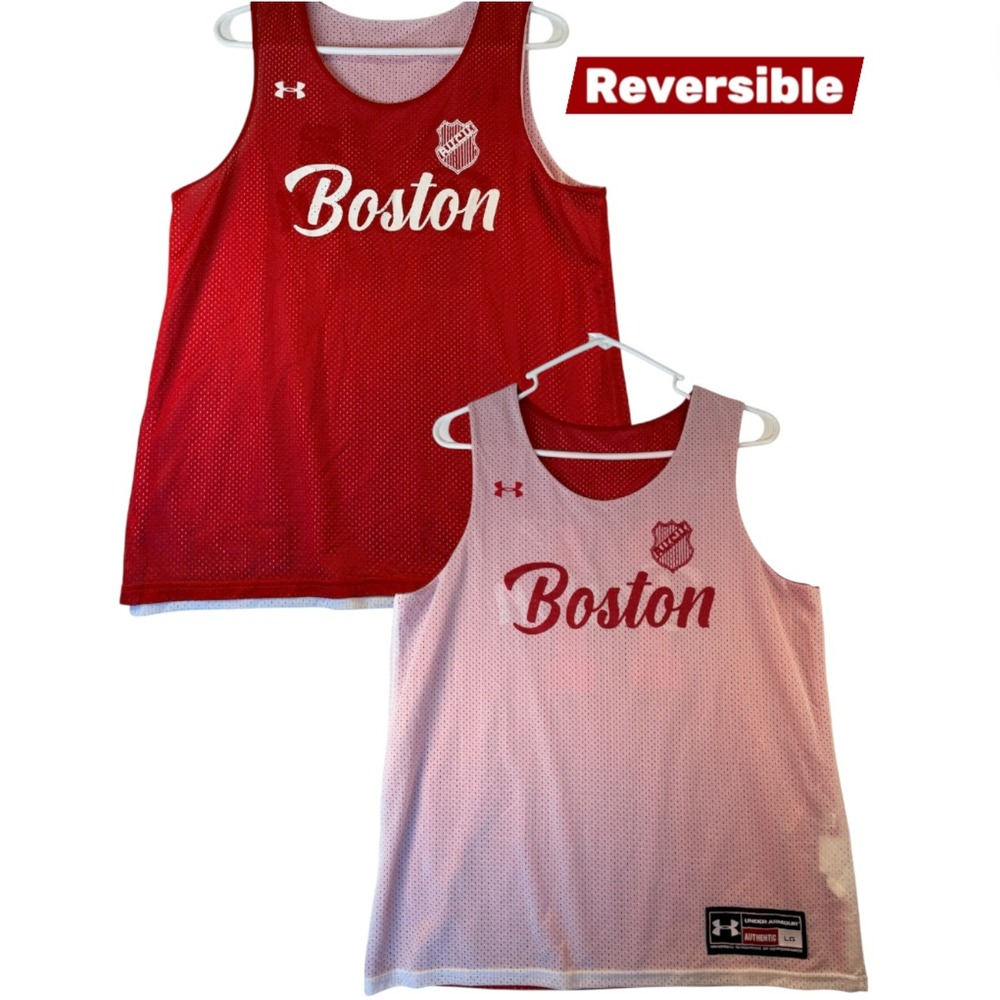 Under Armour Reversible Boston Lacrosse Jersey Mens Large Red White Mesh